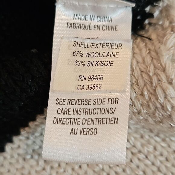 Theory Komon Sparkler black & cream wool/silk blend sweater size Small - Picture 10 of 12